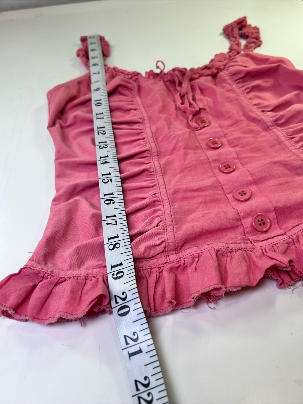 Kimchi Blue Aimee Ruffle Button-Front Corset Tank Top Coquette Size S Peach - Picture 10 of 13